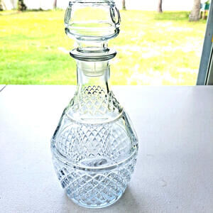 Crown Royal Vintage Elegant Decanter Glass With Lid Diamond Point Pattern